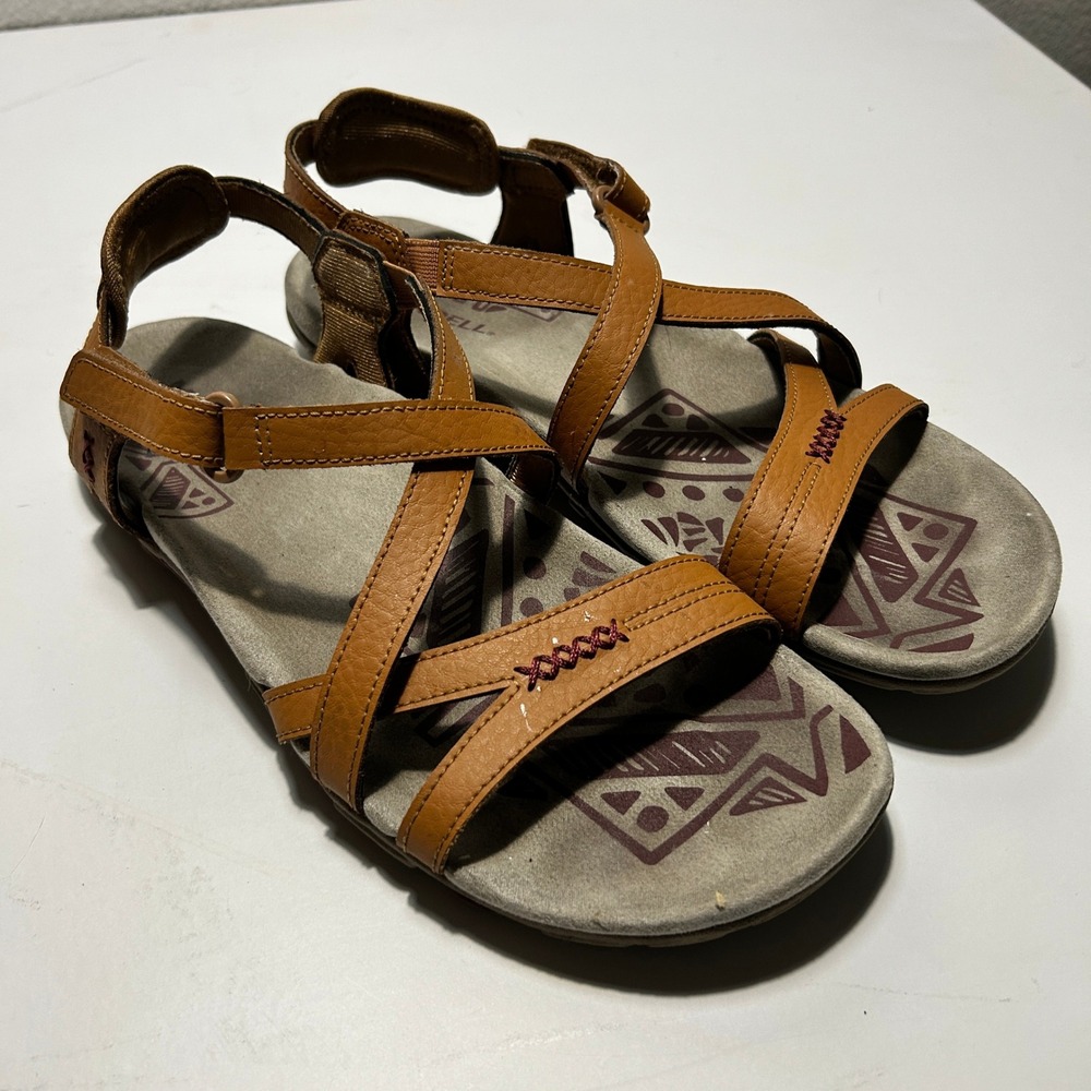 Merrell Terran Ari Lattice Sandals Brown Sugar Pomegranate Womens 9 J358413C